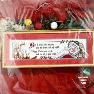 Vintage 1996 Janlynn Christmas Cross Stitch Santa To All Good Night 13-222 NEW